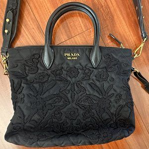 Prada - Velluto Impuntu Embroidered Tote Bag, Pre-Loved, Great Condition!